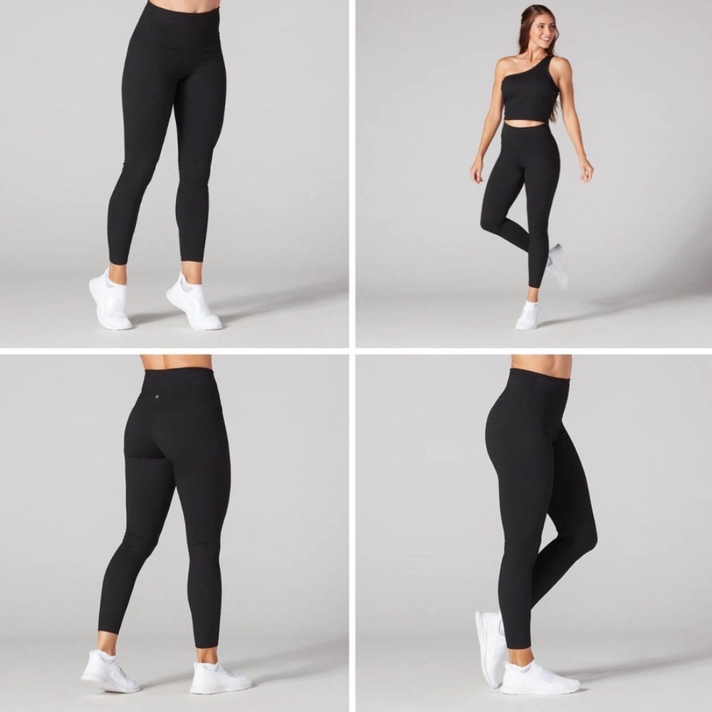 Tavi Seersucker High Waisted 7/8 Leggings Texture Black XS